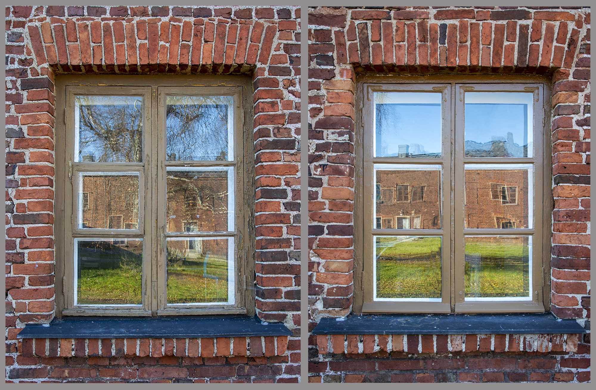 Suomenlinnassa korjataan ikkunoita vanhaa säilyttäen